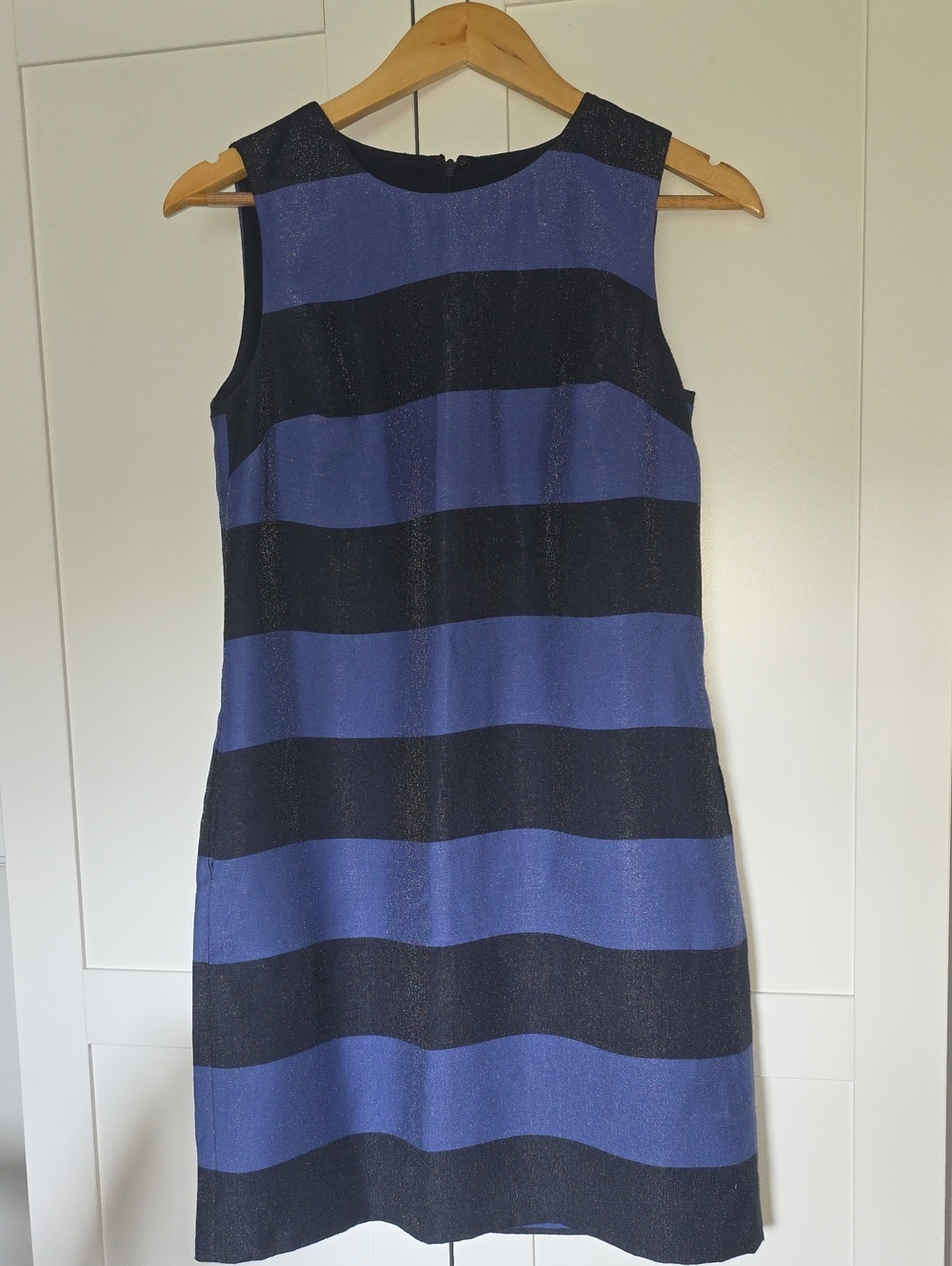 Banana Republic Purple Black Stripe Sheath Dress w/Pockets!